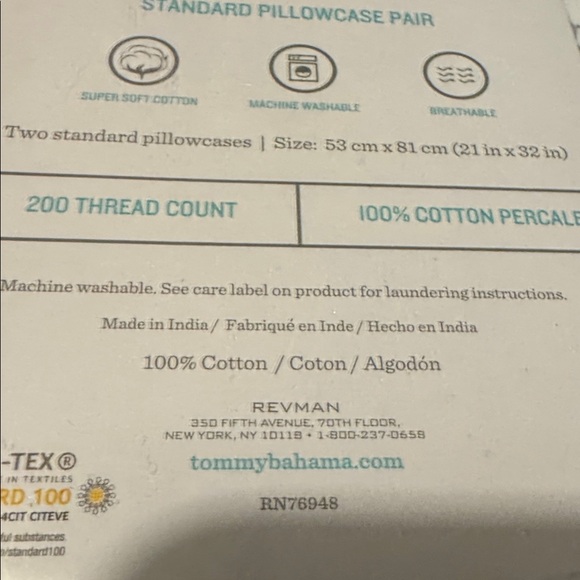 Tommy Bahama Cream and Gray Floral Pillowcase Pair - Picture 4 of 4